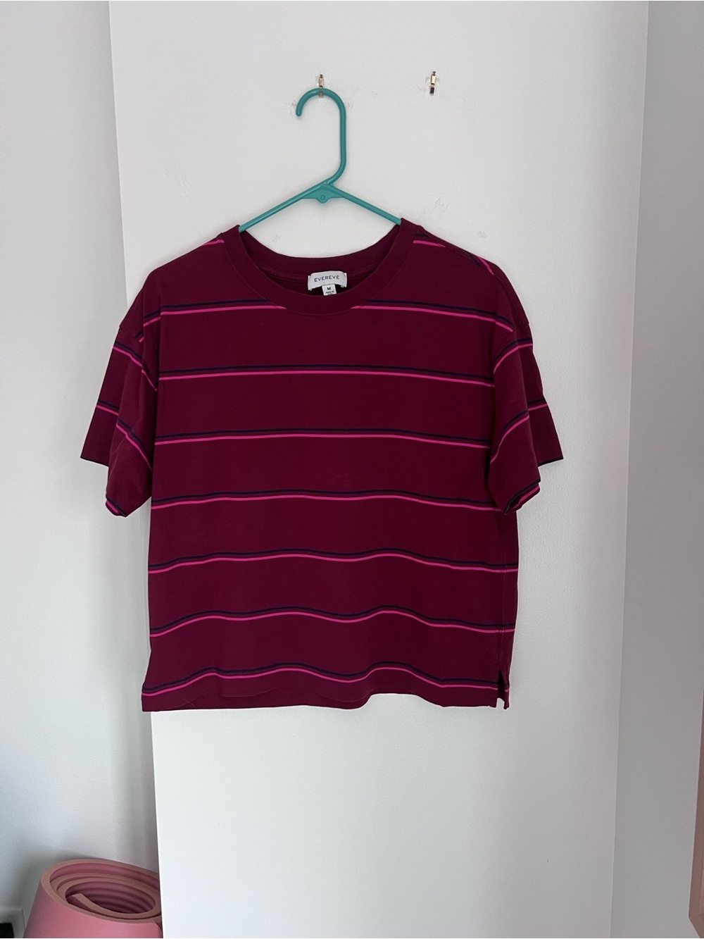 Evereve Berry Crewneck Top with Pink Accent